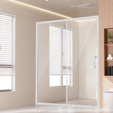 Semi-frameless Shower Door 57.7-59" x 70" SGCC Tempered Glass 1/4" Chrome V952-DBKSYMTLYSM6LNGAYV0