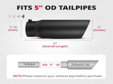 5" to 6" Diesel Exhaust Tip for Trucks, Universal Bolt-On, Black Powder Coated Stainless Steel, 15" V1258-DP02-C-3116