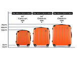 Wanderlite 20-24-28 Inch 3Set with TSA Lock Spinner Carry On Hard Shell Travel Suitcase LUG-ABS-CLA-3SET-OR