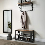 VASAGLE Coat Rack Wall-Mounted Rustic Brown and Black V227-9101101055470