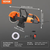 Electric Concrete Saw, 7 in Circular Saw Cutter, 2000 W High Power with Max. 2.5 in Cutting Depth, V952-DDHNTJ1600W7G3JFXV3