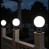 25cm Diameter Outdoor Solar Table Lamp White Acrylic Ball Post Light with Aluminum Mount Post 4 V1107-124-17122-WHT-35CM