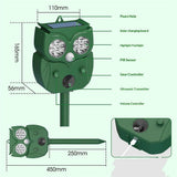 Solar Animal Repellent Outdoor, Ultrasonic Deer Repeller, Raccoon, Squirrel Deterrent Device, V1192-AZ-W-8320