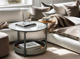 Luxury Marble Top End Table Microfiber Leather Accent Bedside Table Living Room V767-CJ-X122