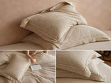 Floral Linen Style Pillowcase Set - 2 Piece Pillow Covers 48 x 74 cm - Wide Border Design V888-ELOSUNG54963-2