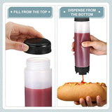 12 Pcs 16 Oz Condiment Squeeze Bottles Inverted Plastic Bottle for Sauces Refillable Tip Large Valve V1370-AZ4-07744