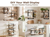 Artiss Set of 2 Floating Wall Shelf 2-Tier Wall-Mounted Display Ledge Wood & Metal FUR-AI-WLL-01-WD