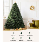 Jingle Jollys Christmas Tree 2.4M Xmas Tree Decorations Green 1500 Tips XM-TR-FULL-8FT-GR