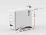 Devanti USB C Charger 100W Fast Charger 4 Port GaN Desktop Station White UCC-100W-WH