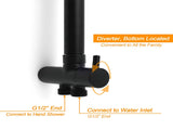 WELS Matt Black Dual 12" Round Shower Head Set Metal Handheld Rail Wall Arm Elbow Inlet Twin Taps V1233-SC842BSS019CBLKSR112BCPF0282ABK