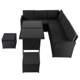 Ella 8-Seater Modular Outdoor Garden Lounge and Dining Set with Table and Stools in Black V264-OTF-526S-BLK
