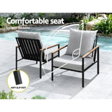 Gardeon 3PC Outdoor Furniture Bistro Set Lounge Setting Chairs Table Patio Black ODF-ST-PLW-3PCS-BK