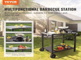 Outdoor Grill Dining Cart with Double-Shelf, 85*55cm BBQ Movable Food Prep Table, Multifunctional V952-JSHWBCTC85551FX8BV0