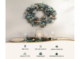 Jingle Jollys 60cm Christmas Wreath with LED Lights Snowy Garland Xmas Decor XM-TR-WRE-2FT-FROST-LED