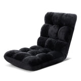 Artiss Floor Lounge Sofa Bed Flannel Fabric Black FLOOR-SBL-M193-S-BK