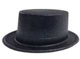 12x GLITTER TOP HAT Fancy Party Plastic Costume Tall Cap Fun Dress Up BULK - Black V563-12GLTRTOPHAT-BLK