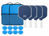 Dark Blue Fiberglass Pickleball Paddle Set - 4 Minimalist Paddles, 8 Balls, and 2 Carry Bags for V888-ELOSUNG47348