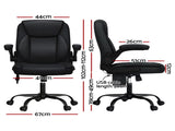 Artiss 2 Point Massage Office Chair Leather Mid Back Black MOC-C-FZ40-2P-BK
