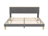 Artiss Double Bed Frame Upholstered Adjustable Headboard Mood Lighting Heavy Duty Grey Velvet BFRAME-H-ROYCE-D-GY-AB