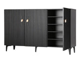 Artiss Shoe Cabinet Fluted Style 25 Pairs Shoe Storage Cupboard Black FUR-AF-SHOE-3D-BK-AB