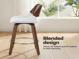 Artiss Wooden Bar Stools Set of 3 Swivel Kitchen Counter Stool Chair 60cm Seat Height BA-B-0369-RAT-WHX3