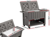 Gardeon Outdoor Storage Cabinet Box 80L Ice Bucket Cooler Rolling Serving Cart Kitchen Trolley Brown ODF-COOLER-PP-BR