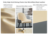 High-End Dining Chairs Set of 2 Faux Leather Upholstered Kitchen Chairs Two-Tone Design, Creamy V767-JJ-XD1178-BH2-V1