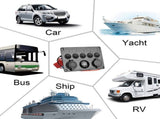 Boat Switch Panel Car Switch Panel Waterproof Digital Voltmeter Dual USB Port Outlet Combination V1369-AZ3-W-11386