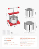 VEVOR 0.8 Gal/3L Fruit Wine Press, 2 Stainless Steel Barrels, Manual Juice Maker, Cider Apple Grape V952-GJYZJTMBXG3L4YRM6V0