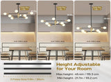 Modern Sputnik 8 Lights Height Adjustable Ceiling Light Fixture Mid-Century Modern Gold V1171-CX-BOM000425