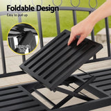Gardeon Outdoor Garden Bench Seat Loveseat Steel Foldable Table Patio Furniture Black GB-STEEL-TABLE-C-BK