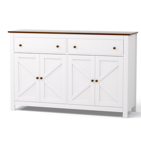 Artiss Buffet Sideboard Storage Cabinet Kitchen Cupboard 2 Drawers 140CM White FUR-C-SID140-WH-AB