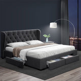 Artiss Bed Frame King Size with 4 Drawers Charcoal MILA BFRAME-F-MILA-K-CHA-ABC