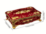 Pearl Enamel Jewelry Box, Red Enamel Jewelry Box, Gold-Plated Jewelry Box, Home Decor, Jewelry V1106-127-02370-BLU-L