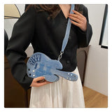 Denim Guitar Bag Cross-Body Bag Women Guitar-Shaped Purse Niche Denim Accessory - Denim blue - Size V1106-939-447152-DEN-UNIVERSAL