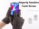 Women's Touchscreen Gloves Warm Full Fingers Fleece Lined Knit Gloves Anti Slip Elastic Cuff V1369-AZ3-W-12428