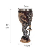 Resin Dragon Figurine Wine Goblet 2 PCS, Embossed Dragon Sculpture, Stainless Steel Liner, Decor V1221-XM-LB4261-ZS107