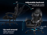 Artiss 2 Point Massage Gaming Office Chair Footrest Grey MOC-GC-2P-BK-GY