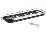 Alpha 25-Key MIDI Keyboard Controller Portable USB Laptop Black EK-MID25-BK