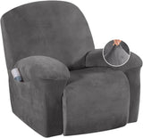 Velvet Recliner Chair Covers 1-Piece for Reclining Chair, Recliner Cover Feature Thick Luxury and V1258-DP02-F-624