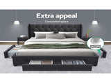 Artiss Bed Frame King Size with 4 Drawers Charcoal MILA AGATEPACKAGE-CHAR-K