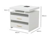 Levede Smart Bedside Table RGB Motion Sensor Charging Nightstand Bedroom Modern NI1075-WH-AU
