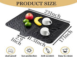 Silicone dish draining mat with integrated rim, heat-resistant, eco-friendly, waterproof, and V1188-MS-313-0426