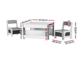 Keezi Kids Table and Chair Set, 4 in 1 Wooden Activity Table with Bookcase, Storage Box and KTC-G-BS-GY