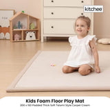 Kitchee Foam Floor Mat 150x200cm - Padded Thick Deep Soft Tatami Style Rug Cream V238-SUPDZ-41169834967120
