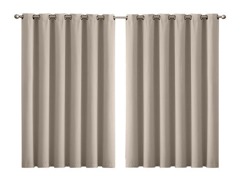2x Blockout Curtains Panels 3 Layers Beige CD1003-240X230-BE_NZ