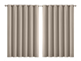 2x Blockout Curtains Panels 3 Layers Beige CD1003-240X230-BE