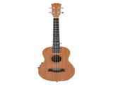 Alpha 26 Inch Solid Mahogany Tenor Ukulele Electric Acoustic EQ System Kit 18 Frets Natural UKULE-E-25-EQ-NAT