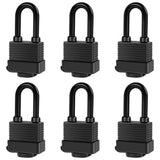 6 Pack Heavy Duty Outdoor Waterproof Padlocks Keyed Alike, 1-9/16 Inch Weatherproof Laminated Steel V1366-AZ2-W-15651