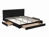 Artiss King Bed Frame Storage Charging Station Upholstered 3 Drawers USB Type-C BFRAME-G-LUNA-K-BK-ABC
